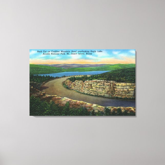 Toile Vue de la coupe rocheuse sur Cadillac Mt Viewing E (Recto)