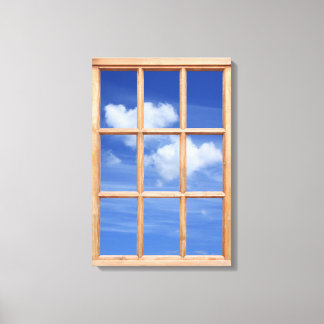 Toile Vue de la fenêtre de l'effet 3D Sky et Clouds