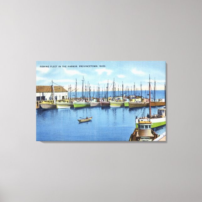 Toile Vue de la flotte de pêche dans le port (Recto)