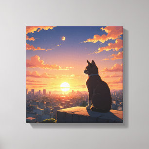 Toile Vue de la hauteur du chat aventureux
