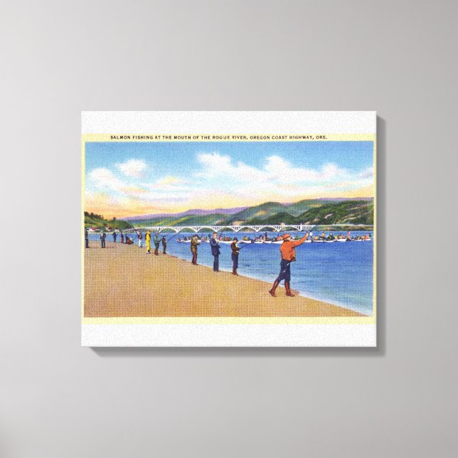 Toile Vue de la pêche Saumon des pêcheurs (Recto)
