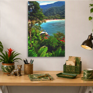 Toile Vue de la plage tropicale de Yelapa au Mexique 082
