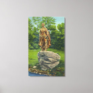 Toile Vue de la statue de jeune fille de pèlerin