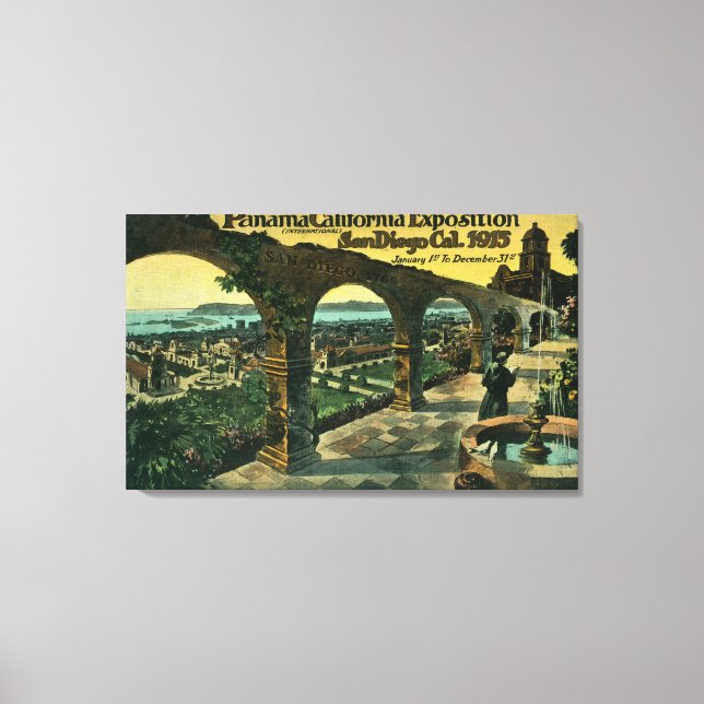 Toile Vue de la ville à partir d'une mission, Panama-CA  (Recto)