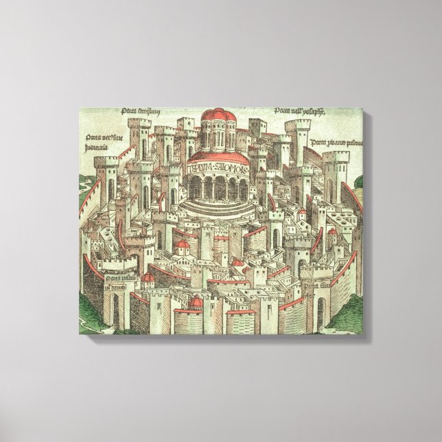 Toile Vue de la ville fortifiée de Jérusalem montrant le (Recto)