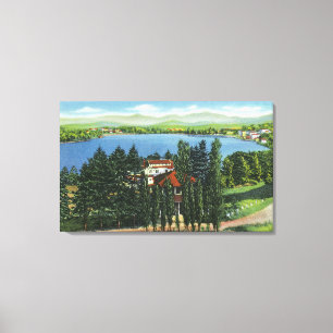 Toile Vue de lac mirror et d'auberge de lac mirror