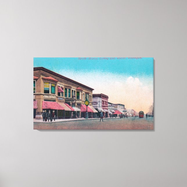 Toile Vue de l'est de Hewitt Avenue Everett, WA (Recto)