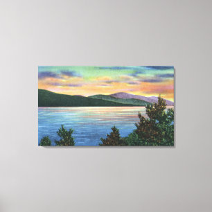 Toile Vue de lever de soleil de lac de montagne de mâle