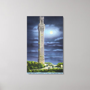 Toile Vue de mémorial de pèlerin la nuit