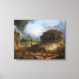 Toile Vue de Ripetta par Hubert Robert