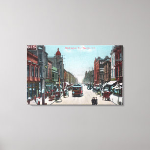 Toile Vue de rue de Washington avec des funiculaires
