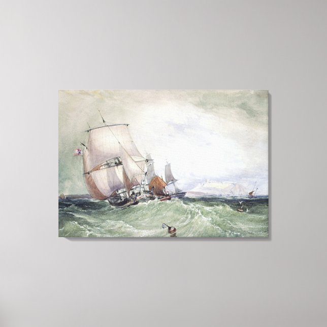Toile Vue de Scarborough, avec un Brig Collier (Recto)