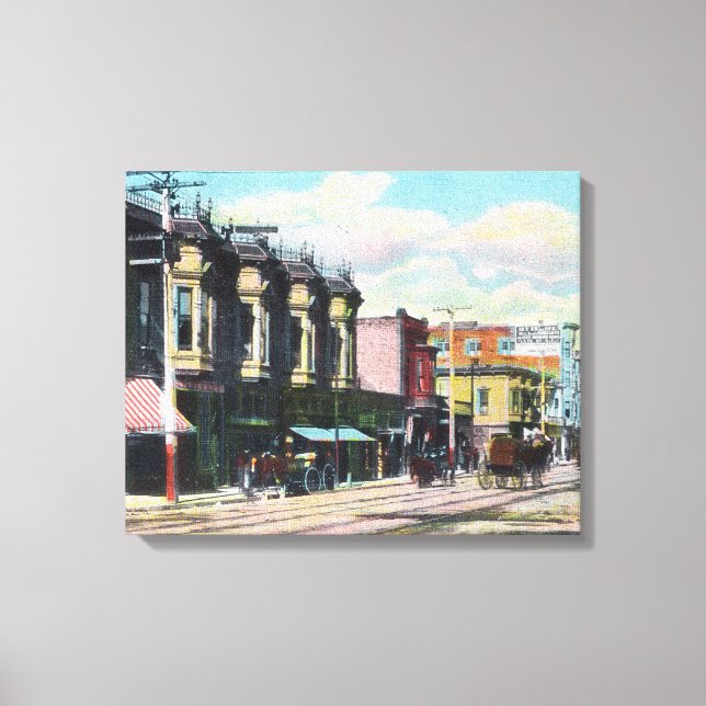 Toile Vue de Telegraph Ave avec des chariots (Recto)