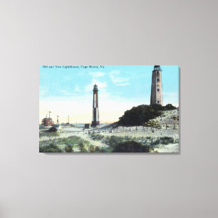 Toile Vue de vieux et nouveau LighthouseCape Henry, VA