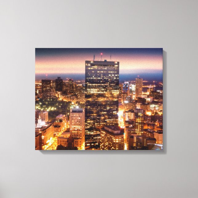 Toile Vue d'ensemble de Boston la nuit (Recto)