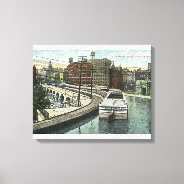 Toile Vue des bateaux-canaux qui traversent l'aqueduc (Recto)