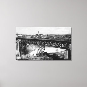 Toile Vue des chutes Spokane et du pont