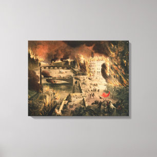 Toile Vue des incendies à Paris pendant la Commune