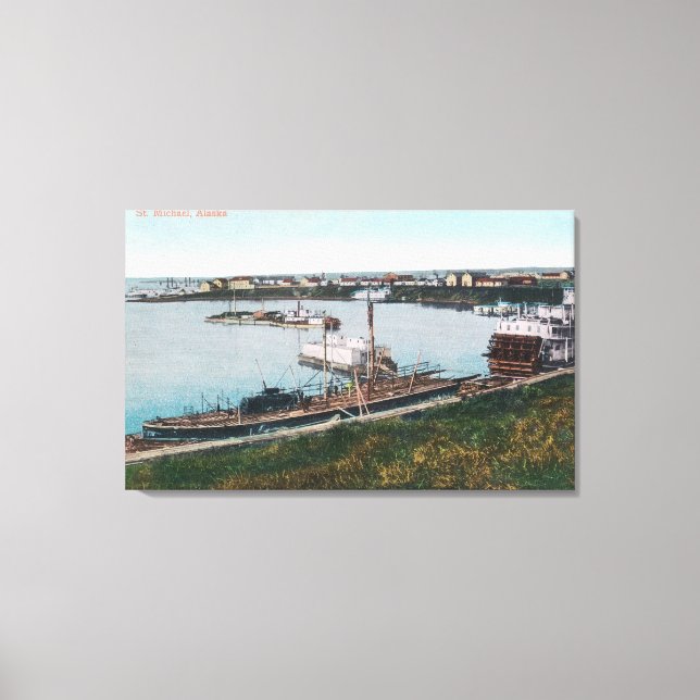 Toile Vue des navires dans le DockSt. Michael, AK (Recto)