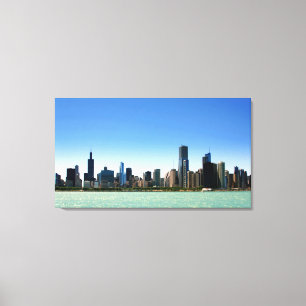 Toile Vue d'horizon de Chicago par le lac Michigan