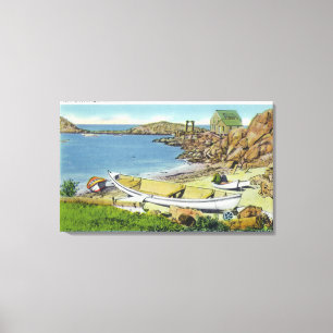 Toile Vue d'île de Monhegan, scène de plage