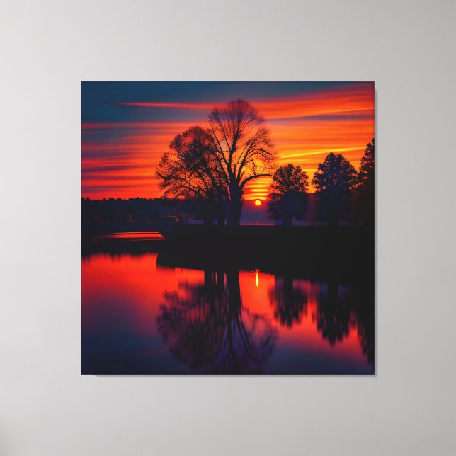 Toile Vue du coucher du soleil Paysage trois (Recto)