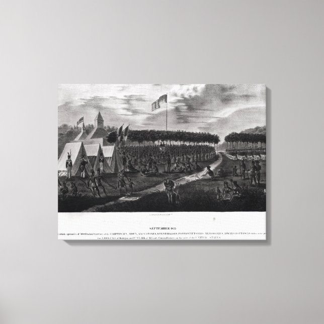 Toile Vue du grand traité tenu à Prairie du (Recto)