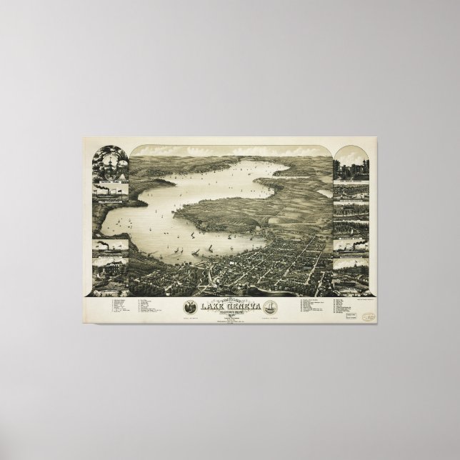 Toile Vue du lac Léman, Wisconsin (1882) (Recto)