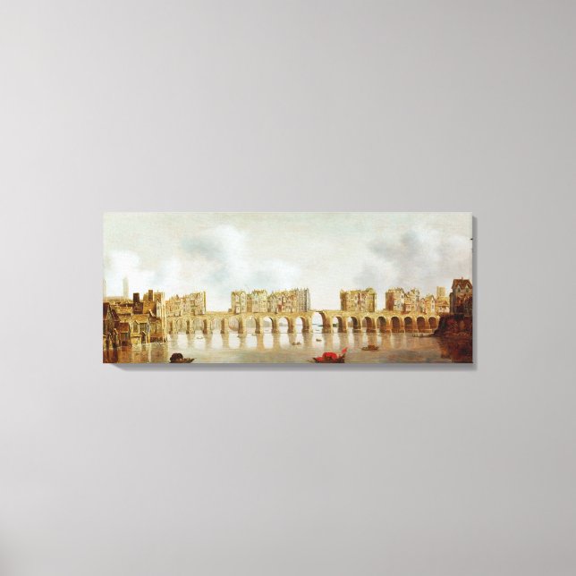 Toile Vue du London Bridge, vers 1632 (huile sur panneau (Recto)