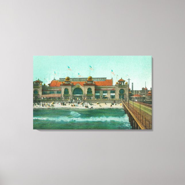 Toile Vue du pavillon de baignade et jetée électrique (Recto)