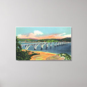 Toile Vue du pont de baie d'Alsea