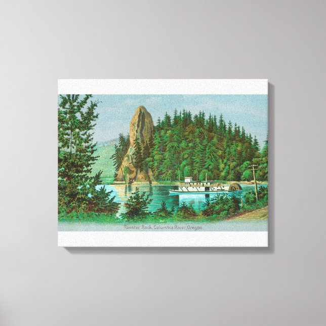 Toile Vue du Rooster Rock et Riverboat (Recto)