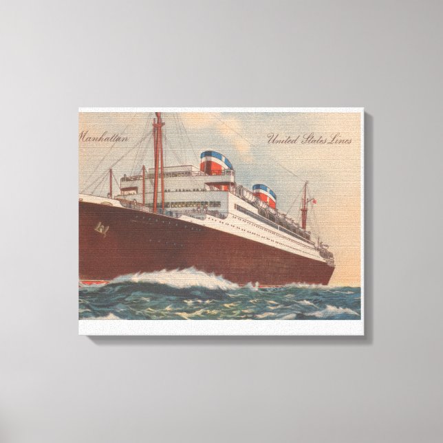 Toile Vue du S.S. Manhattan Cunard Cruise Ship (Recto)