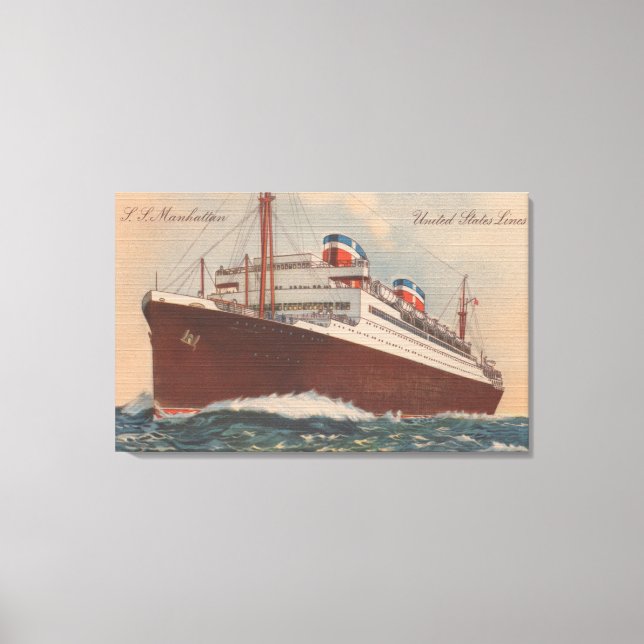 Toile Vue du S.S. Manhattan Cunard Cruise Ship (Recto)