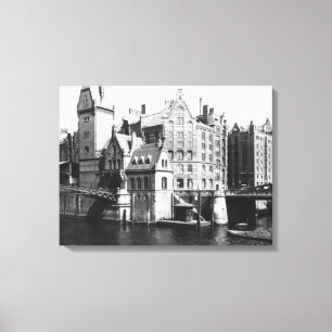 Toile Vue du Speicherstadt Hambourg, c.1910