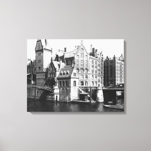 Toile Vue du Speicherstadt Hamburg, vers 1910 (Recto)