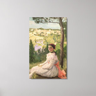 Toile Vue du village, Castelnau, 1868