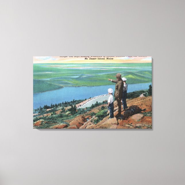 Toile Vue d'un Ranger de parc et des garçons regardant l (Recto)