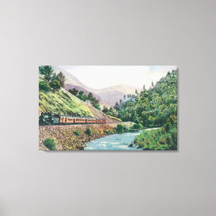 Toile Vue d'un train allant à la vallée de Yosemite