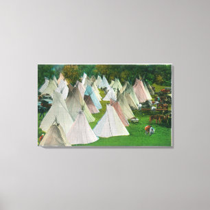 Toile Vue d'un village et d'un Pendleton indiens