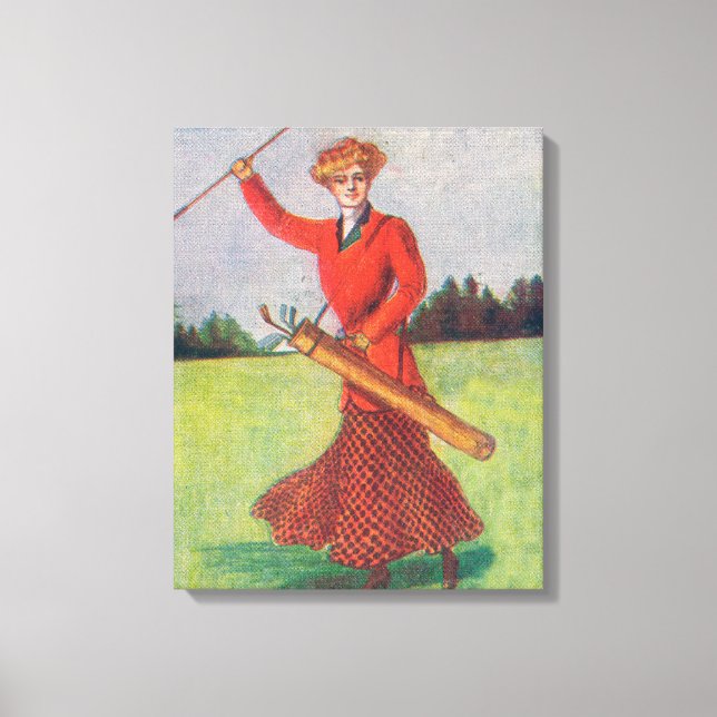 Toile Vue d'une femme en golf rouge (Recto)