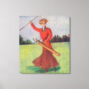 Toile Vue d'une femme en golf rouge