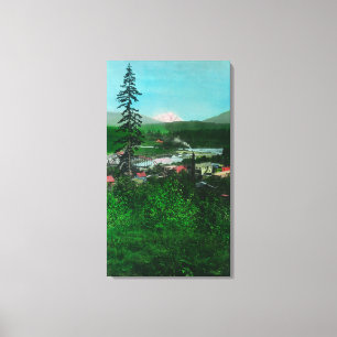 Toile Vue éloignée de crête et de ville de glacier