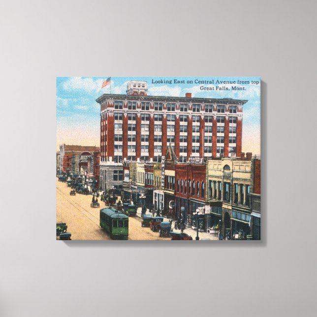 Toile Vue Est de Central AvenueGreat Falls, MT (Recto)