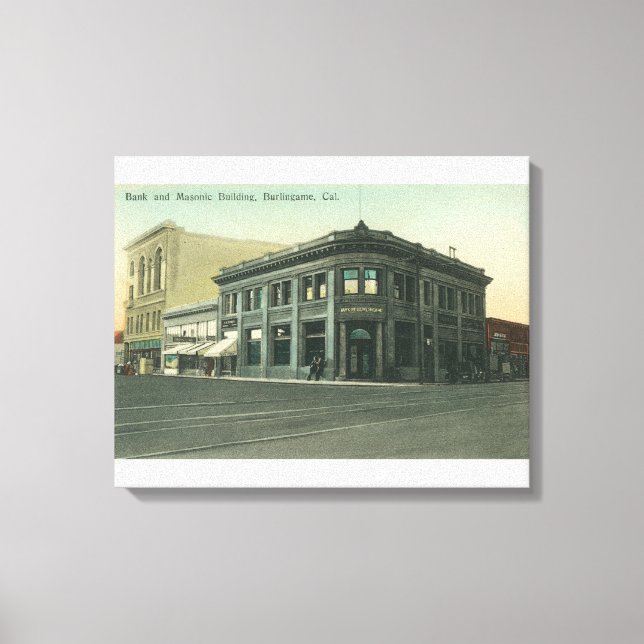 Toile Vue extérieure de la banque et du temple maçonniqu (Recto)