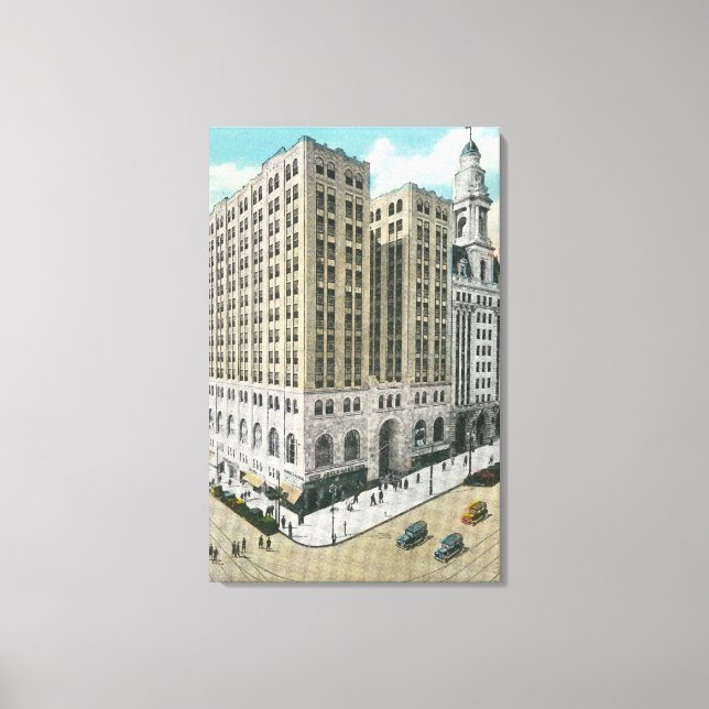 Toile Vue extérieure de la Banque nationale d'épargne (Recto)