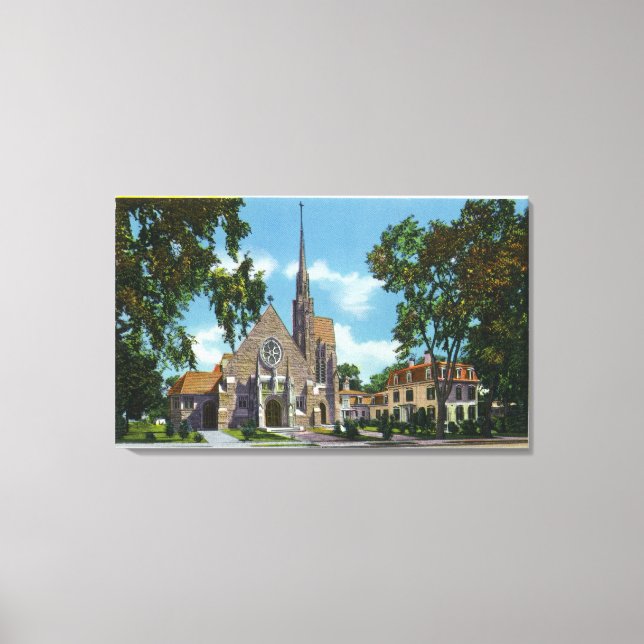 Toile Vue extérieure de l'église St. Mary's et du rectoi (Recto)