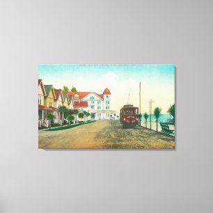 Toile Vue extérieure de l'hôtel Capitola et des cottag