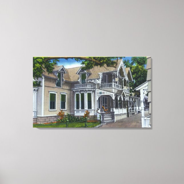 Toile Vue extérieure d'une maison typique de pain de gin (Recto)
