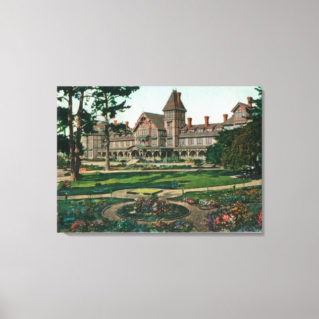 Toile Vue extérieure sur l'Hôtel del Monte et ses jardin (Recto)